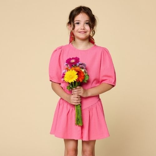 Petit Blush puff sleeve blouse pink lemonade-2