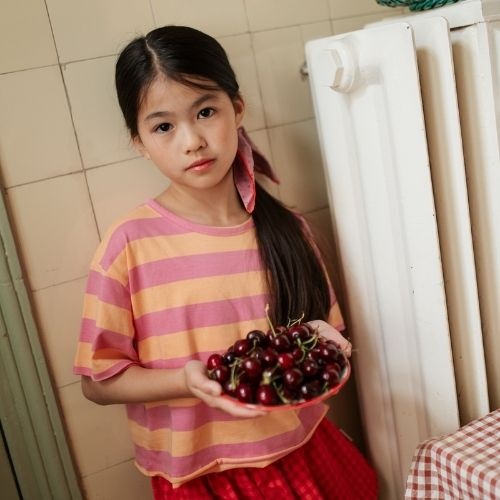 Petit Blush stripe t-shirt cashmere rose peach cobbler-2