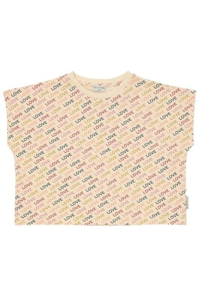 Petit Blush simple t-shirt love text aop