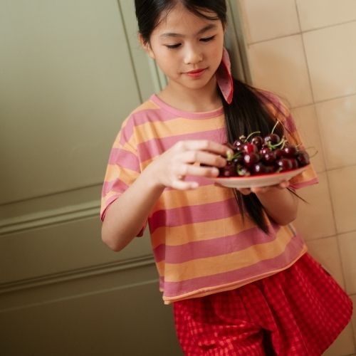 Petit Blush ruffle short check red-3