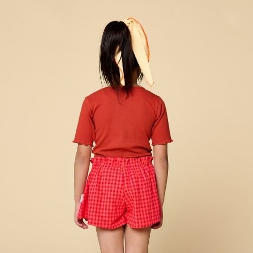 Petit Blush ruffle short check red-5