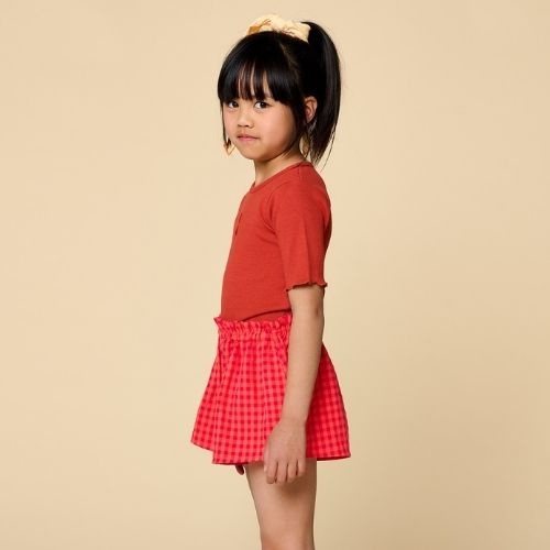 Petit Blush ruffle short check red-4