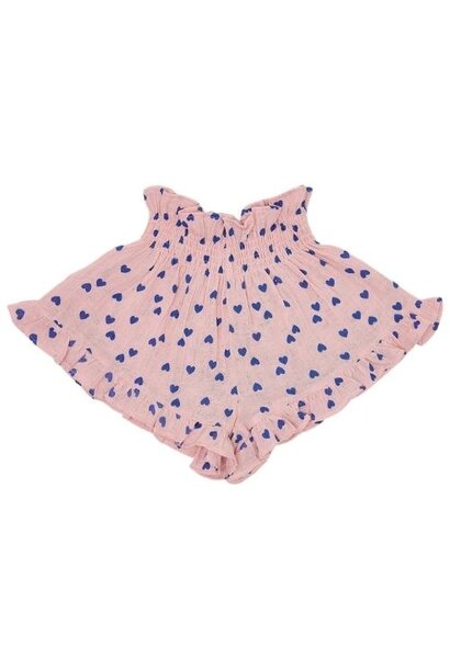 Petit Blush smock frill short candy hearts aop