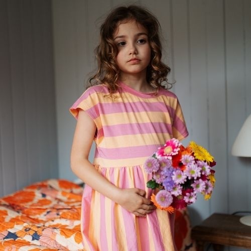 Petit Blush stripe dress cashmere rose peach cobbler - jurk-3