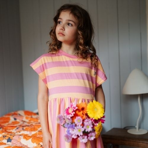 Petit Blush stripe dress cashmere rose peach cobbler - jurk-2