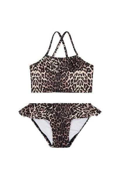 Petit Blush ruffle bikini leopard aop