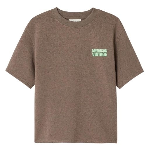 American Vintage evona sweat mc col rond marron surteint shirt-1
