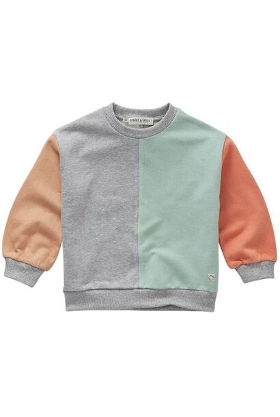 Sproet & Sproet sweatshirt colourblock silt green | trui