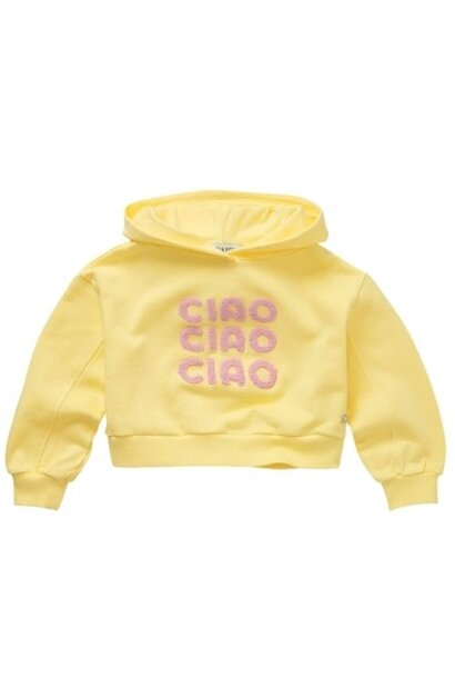 Sproet & Sproet boxy hooded girls sweatshirt pastel yellow | trui