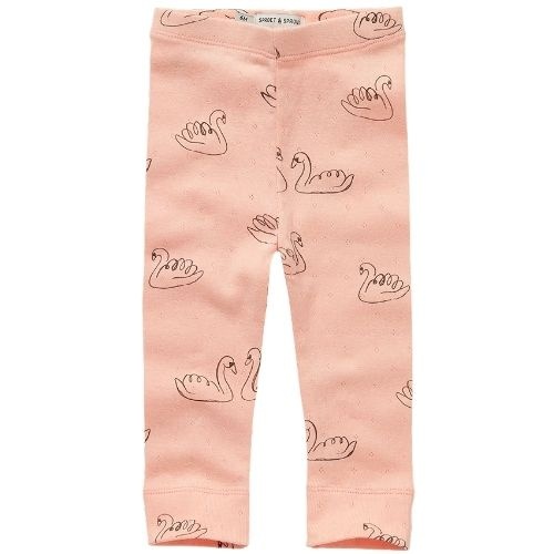 Sproet & Sproet baby legging swan print blush pink | broek-1