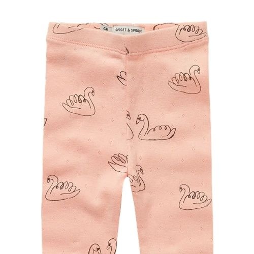 Sproet & Sproet baby legging swan print blush pink | broek-3