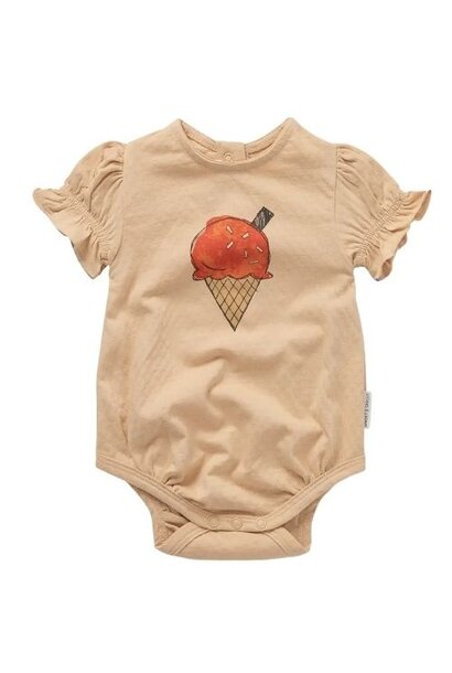 Sproet & Sproet romper balloon sleeve sand sand | babypakje