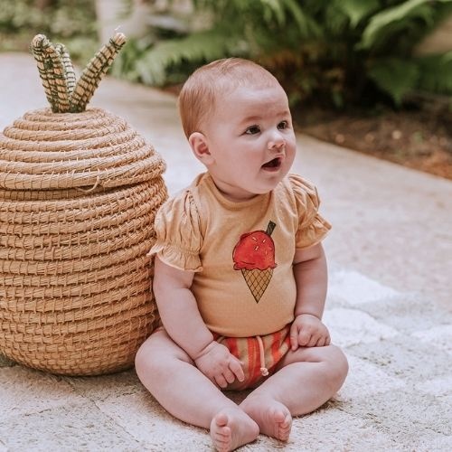 Sproet & Sproet romper balloon sleeve sand sand | babypakje-2