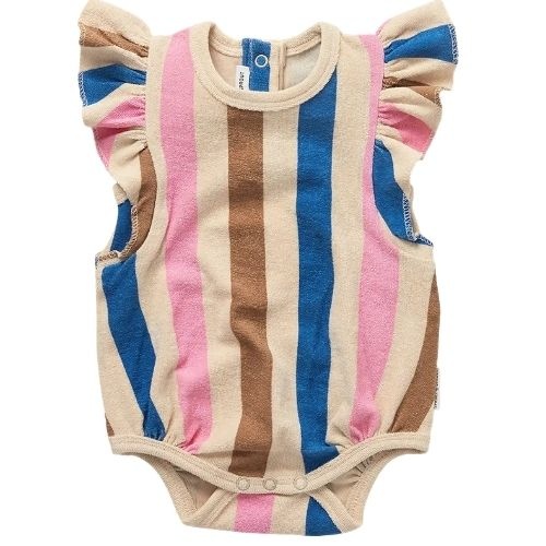 Sproet & Sproet romper ruffle multi stripes sesame | babypakje-1