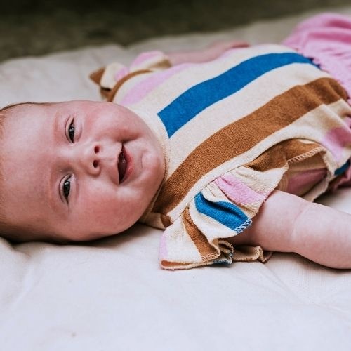 Sproet & Sproet romper ruffle multi stripes sesame | babypakje-2