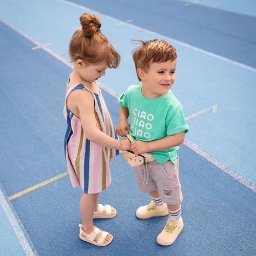 Sproet & Sproet loose dress striped sesame | jurk-4