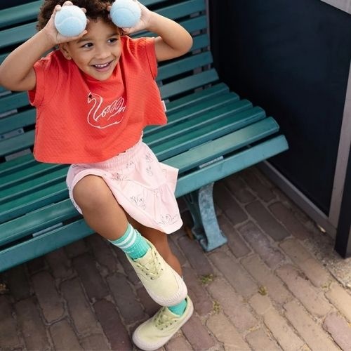 Sproet & Sproet smock skirt swan print blush pink | rok-2