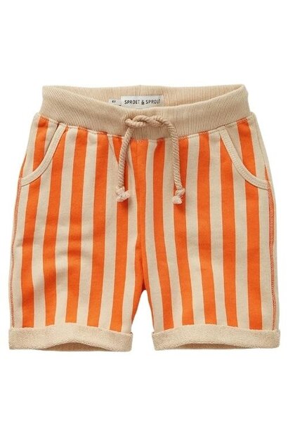 Sproet & Sproet sweat shorts small stripes sesame | korte broek
