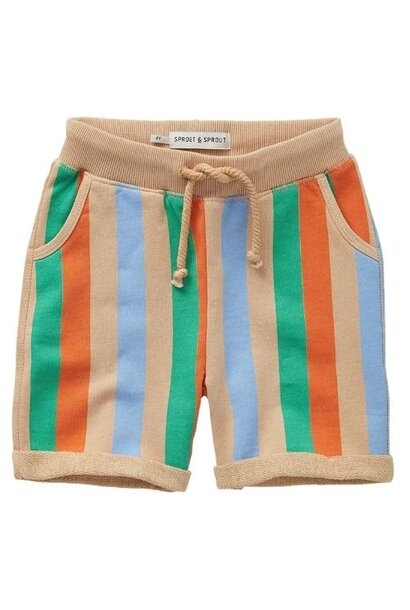 Sproet & Sproet sweat shorts multi colour stripes sand | korte broek