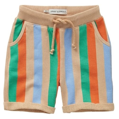 Sproet & Sproet sweat shorts multi colour stripes sand | korte broek-1
