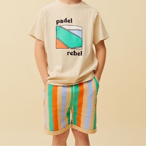 Sproet & Sproet sweat shorts multi colour stripes sand | korte broek-2