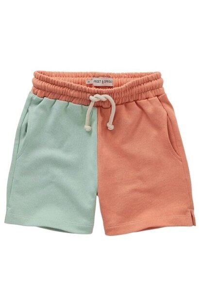 Sproet & Sproet sweatshorts colourblock orange ace | korte broek