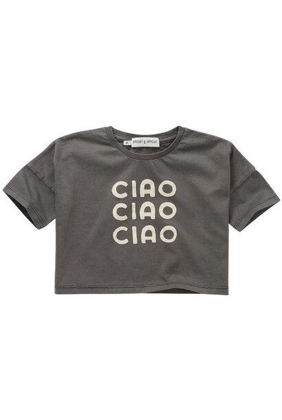 Sproet & Sproet cropped top ciao washed black | shirt