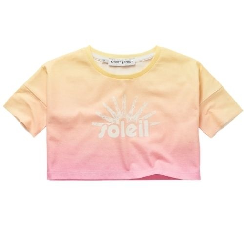 Sproet & Sproet cropped t-shirt rainbow dye podium pink | shirt-1