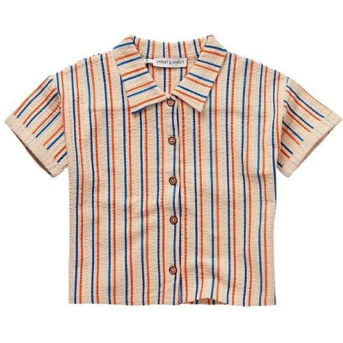 Sproet & Sproet loose shirt small stripes sesame | shirt-1