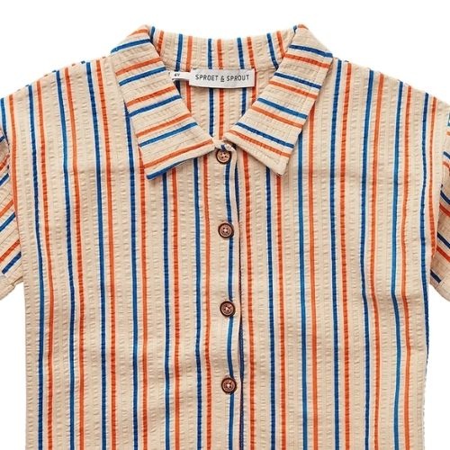 Sproet & Sproet loose shirt small stripes sesame | shirt-3