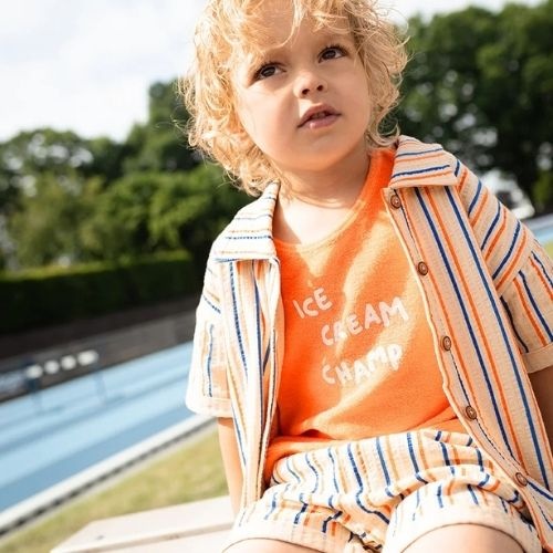 Sproet & Sproet loose shirt small stripes sesame | shirt-2