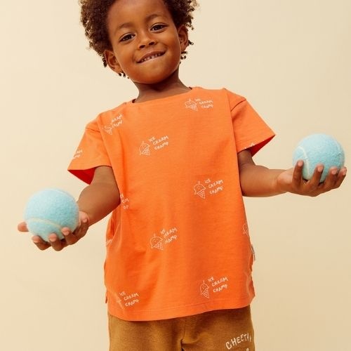 Sproet & Sproet t-shirt ice cream print orange orange sprint | shirt-3