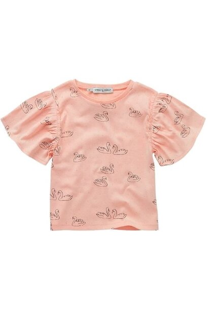 Sproet & Sproet girls t-shirt swan print blush pink | shirt