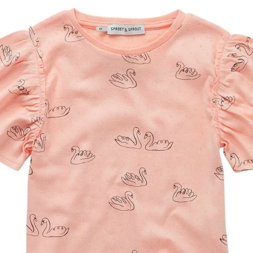 Sproet & Sproet girls t-shirt swan print blush pink | shirt-5