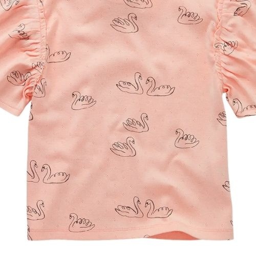 Sproet & Sproet girls t-shirt swan print blush pink | shirt-6