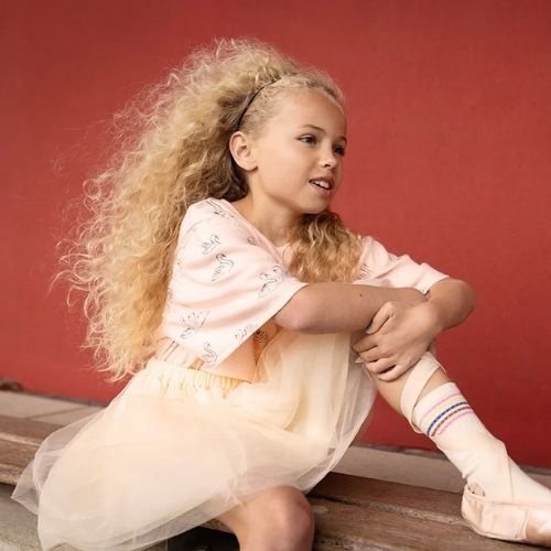 Sproet & Sproet girls t-shirt swan print blush pink | shirt-3