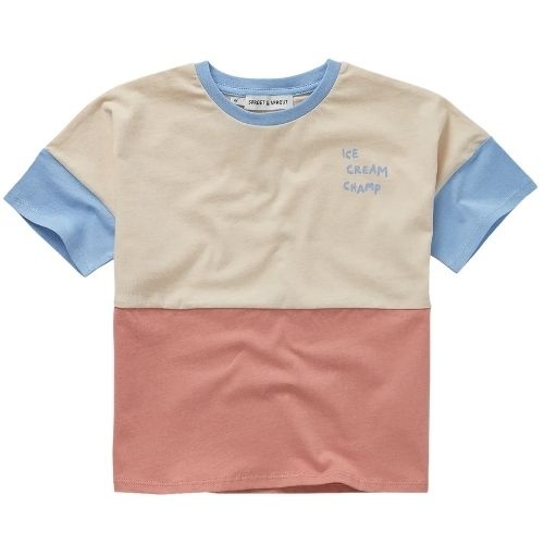 Sproet & Sproet t-shirt colourblock sesame | shirt-1