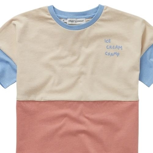 Sproet & Sproet t-shirt colourblock sesame | shirt-3