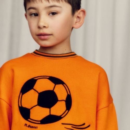 Mini Rodini football chenille sweatshirt orange - trui-2