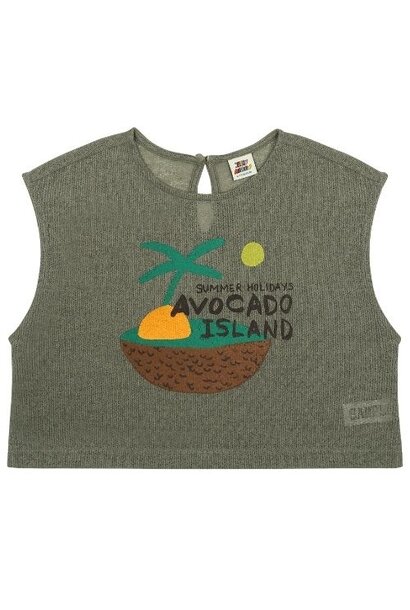 Jelly Mallow avocado island knit sleeveless t-shirt