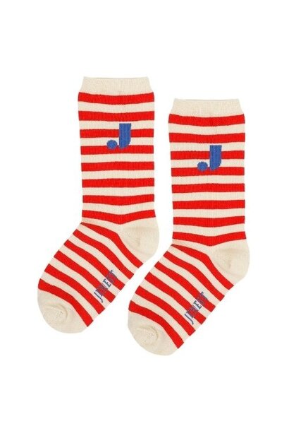 Jenest j stripe socks offwhite red - sokken