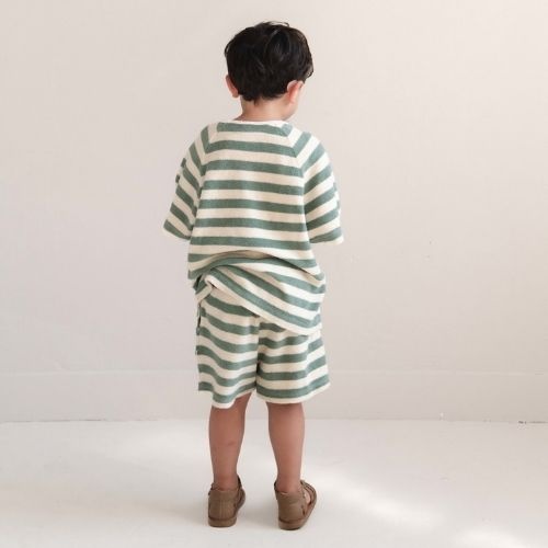 Jenest robin shorts sage green off white stripe - korte broek-4