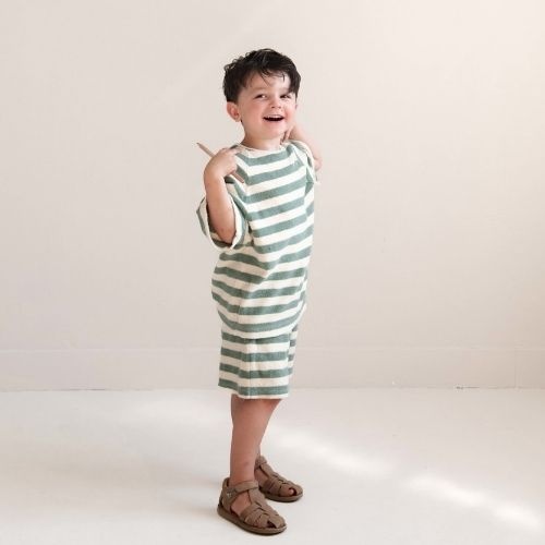 Jenest robin shorts sage green off white stripe - korte broek-3