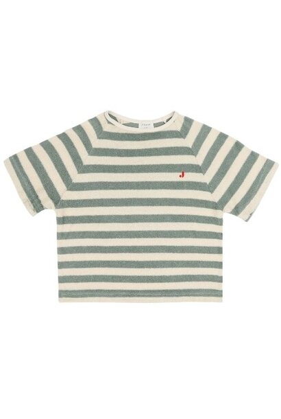 Jenest to t-shirt sage green off white stripe
