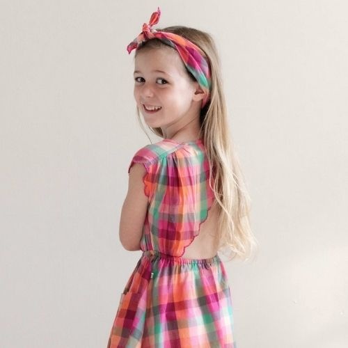 Jenest bandana fuchsia multi check - hoofdband-2