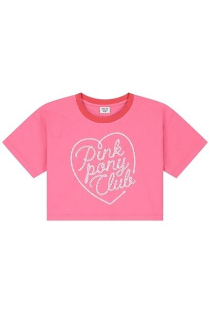 Call me frankie cmf pink pony club cropped t-shirt