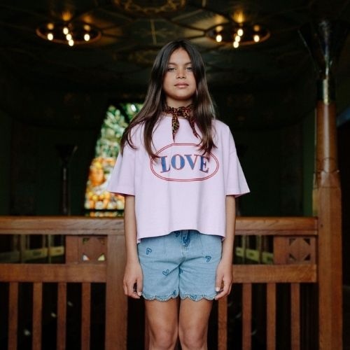 Call me frankie cmf denim heart shorts-2