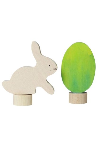 Grimm's set van 2 decoratieve figuren voor pasen - batik green