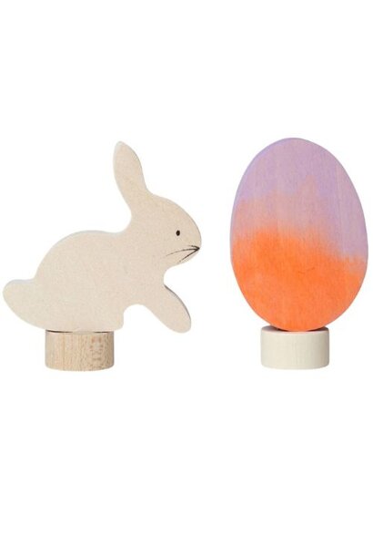 Grimm's set van 2 decoratieve figuren voor pasen - batik orange