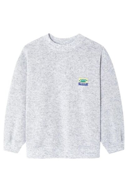 American Vintage evona sweat mi-long ml col rond gris clair chine trui